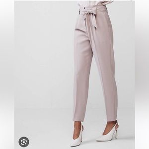 Express petite high waisted tie waist ankle dress pant 0P